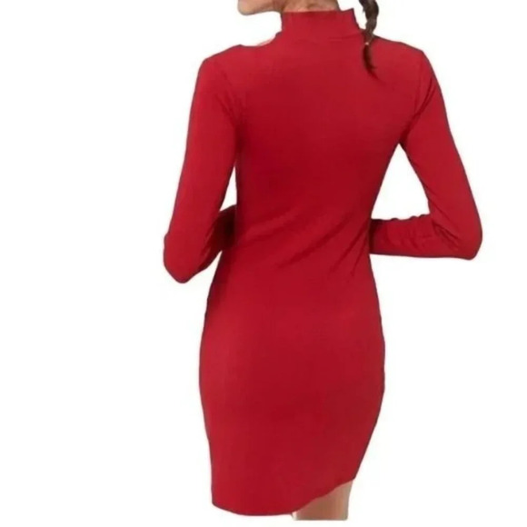 Urban Outfitters Red Cut Out Ribbed Bodycon Dress - Picture 4 of 4